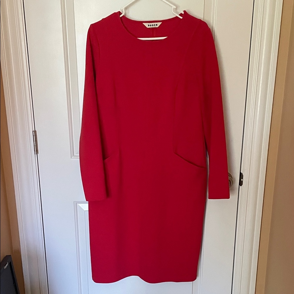Boden Bold Red Long Sleeve Dress